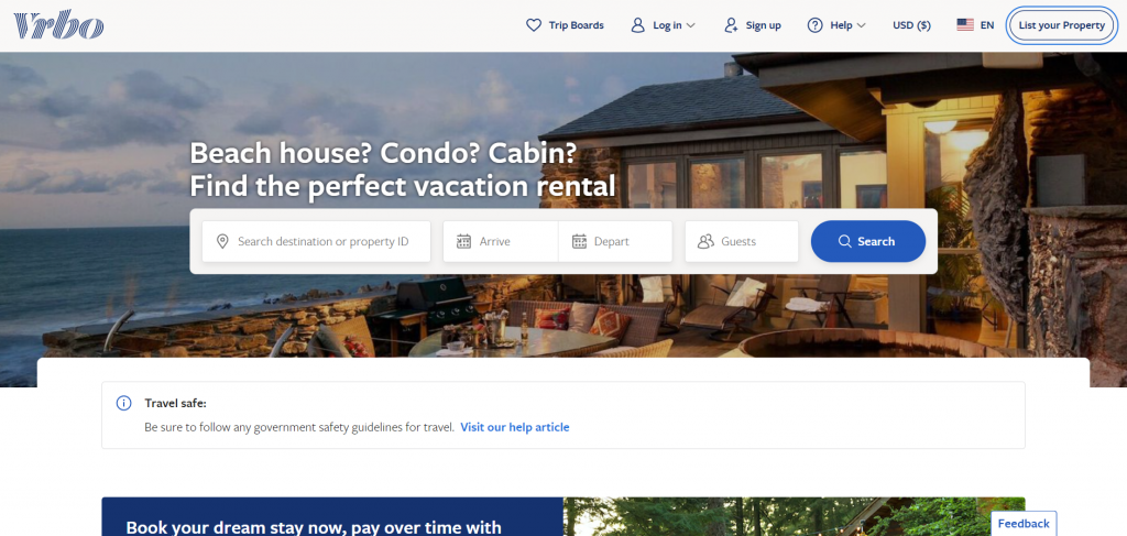 vrbo homepage screenshot