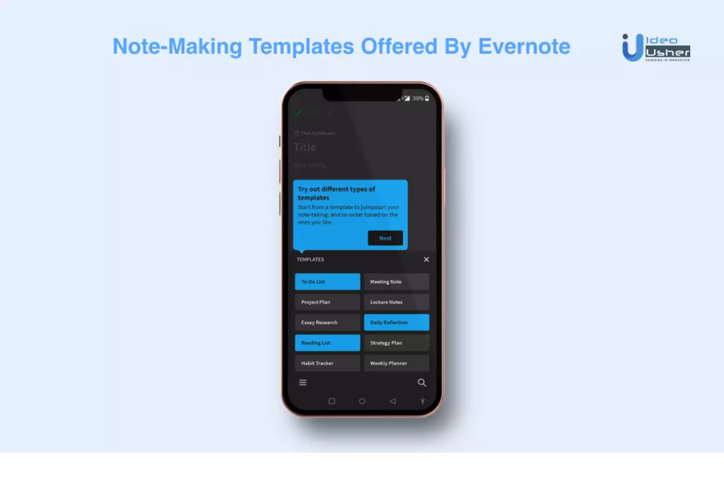 note-making templates offered by evernote