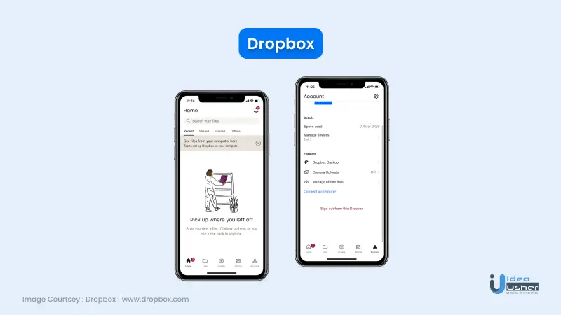 Dropbox interface