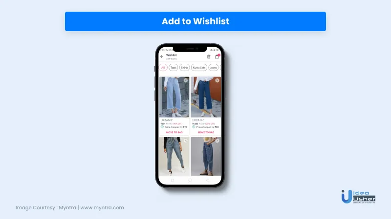 feature of eCommerce app - Add to Wishlist