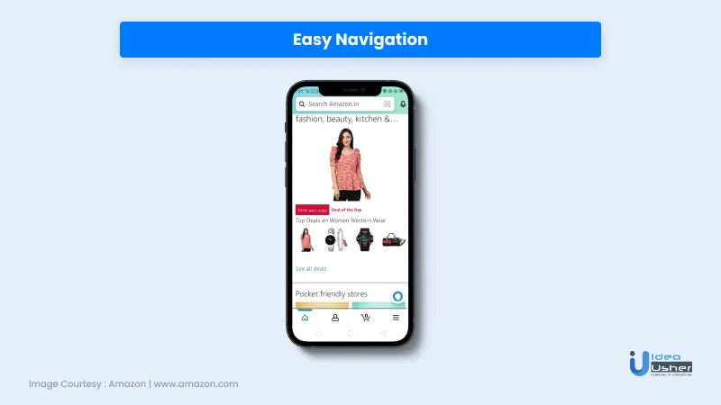 feature of eCommerce app - Easy navigation