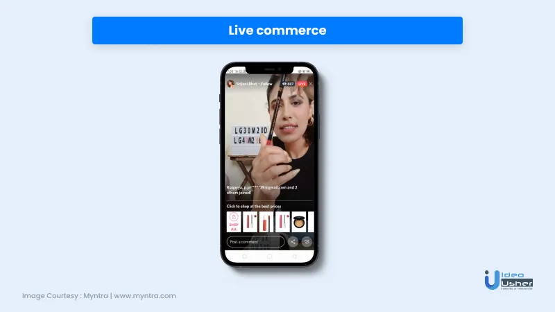 feature of eCommerce app - Live commerce