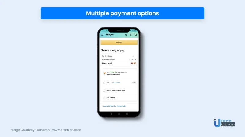 feature of eCommerce app - Multiple payment options