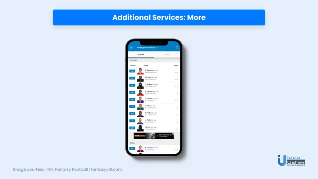 Additional services like More ui