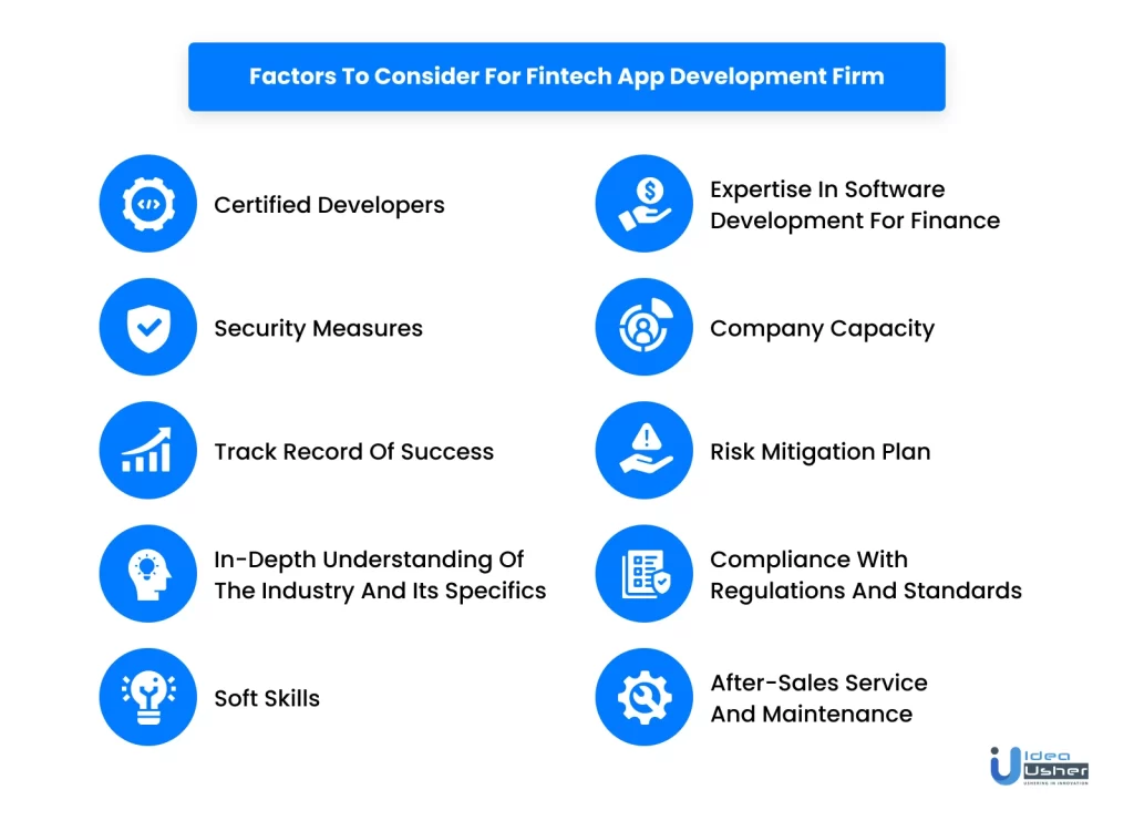 factors to consider for fintech app development company