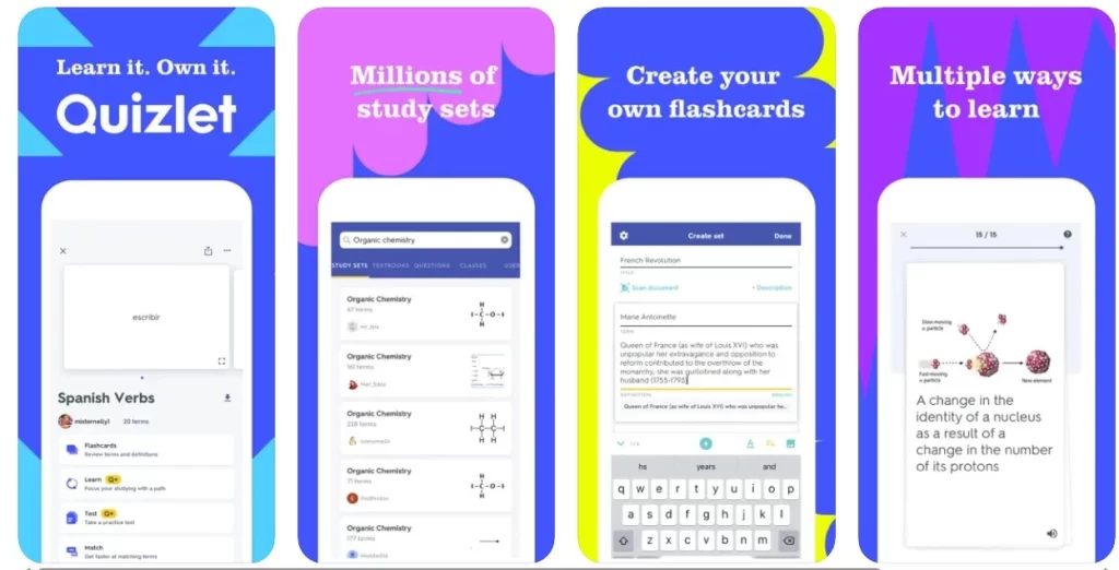 Quizlet Online Tutoring App