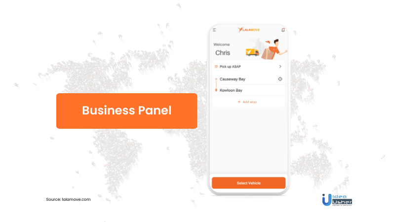 features for business panel of a Courier delivery app like lalamove