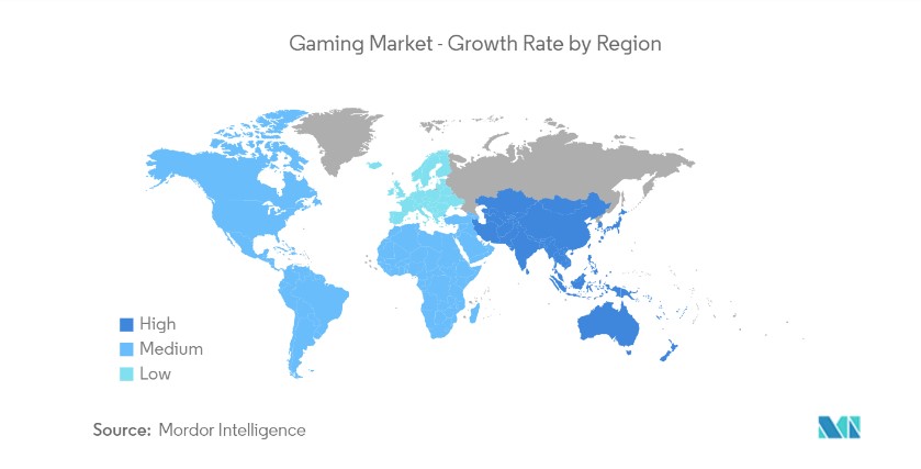 Gaming market - growth rate by region