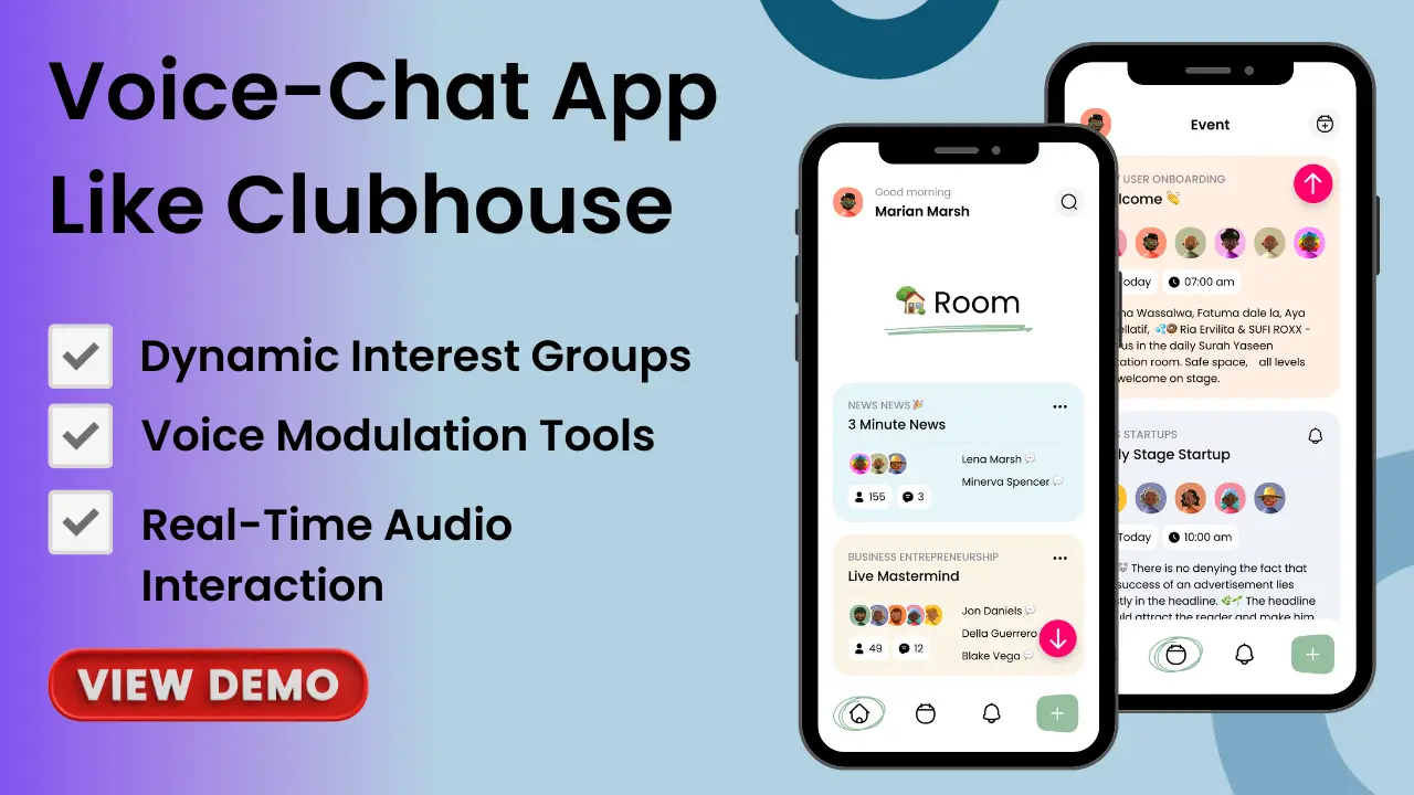 Clubhouse like voice chat app walkthrough