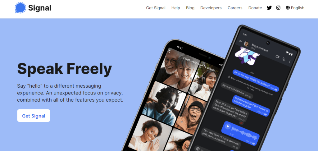 Signal messaging app