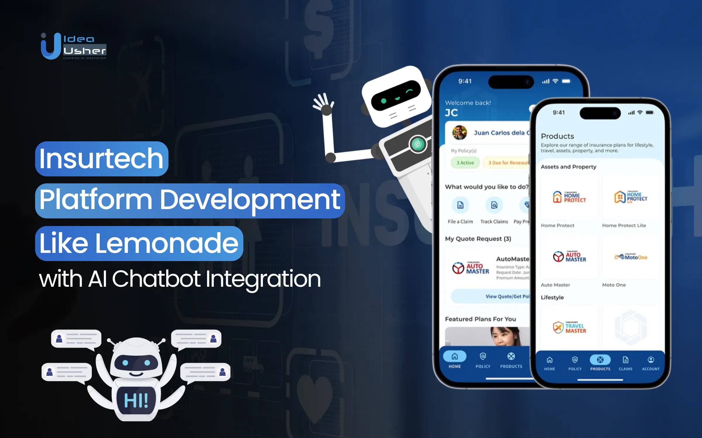 Insurtech Platform Development Like Lemonade with AI Chatbot Integration