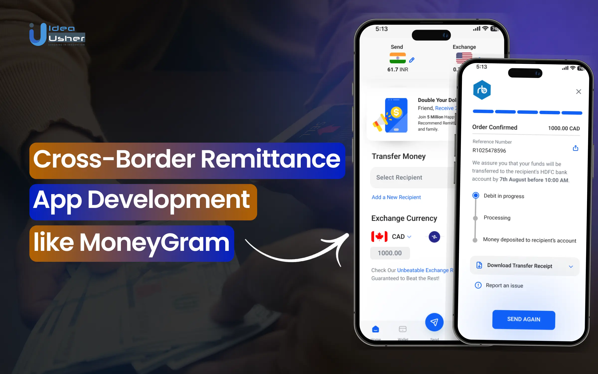 cross border remittance app development like moneygram