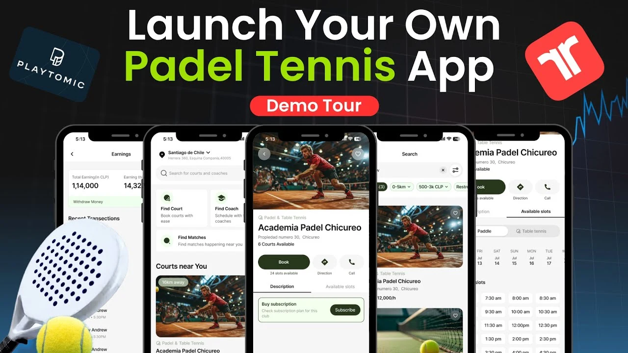 Demo Tour of Padel Tennis Partner Booking App