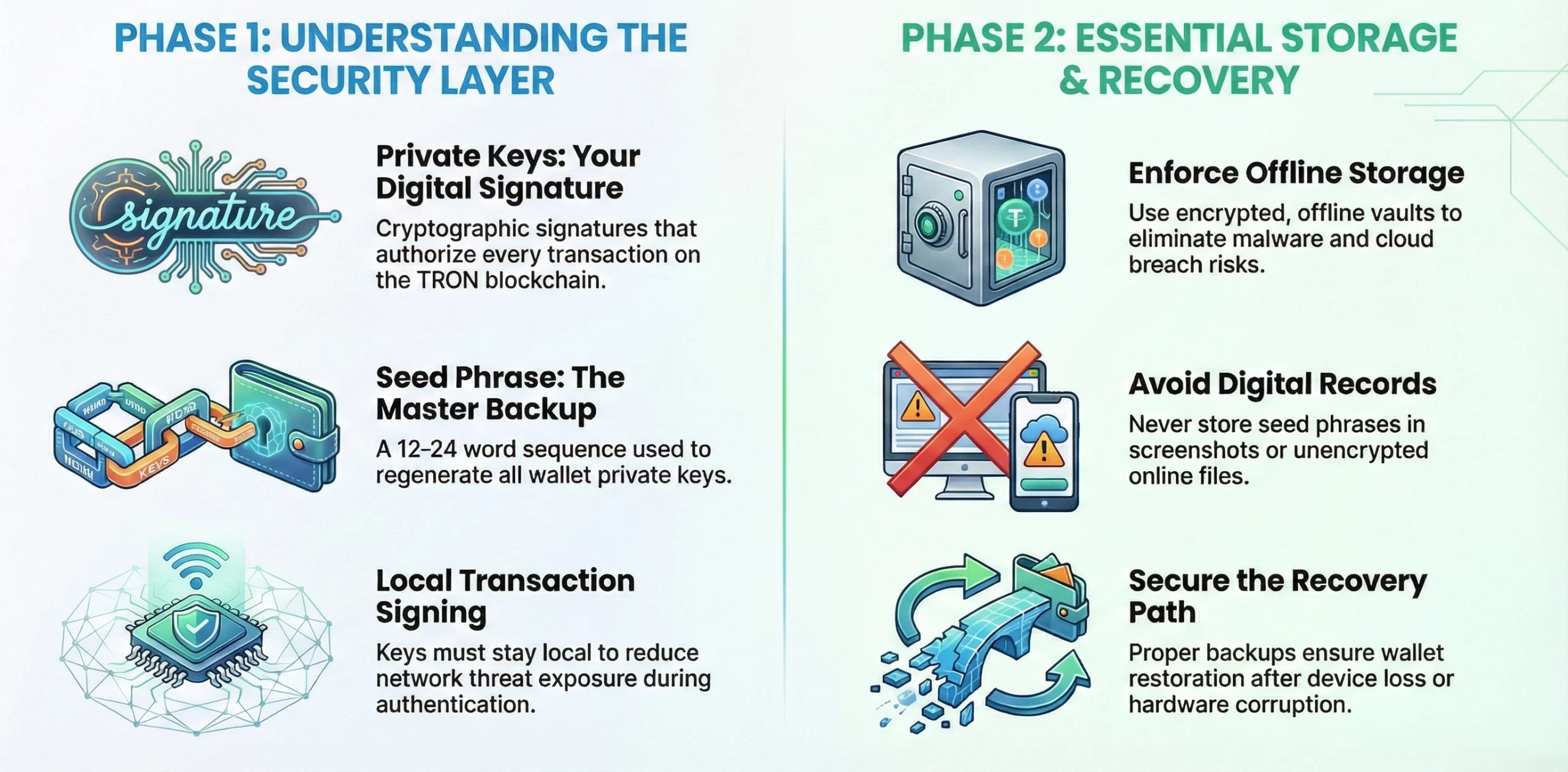 private key and seed phase in USDT TRC20 wallet app