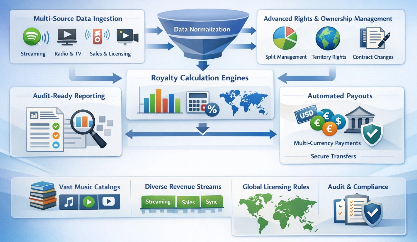 full-scale music royalties platform development