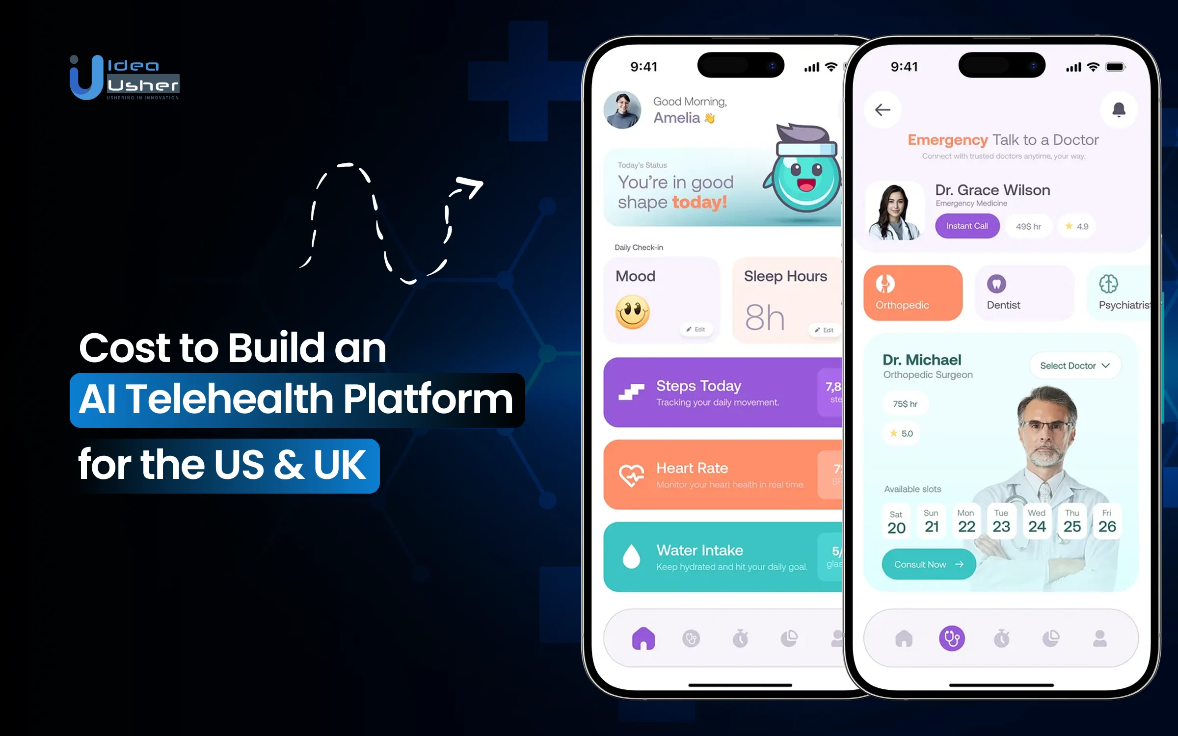 telehealth app development cost for the US and UK