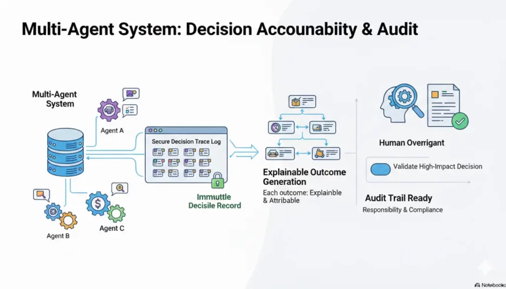 How Does a Multi-Agent AI System Manage Decision Accountability?