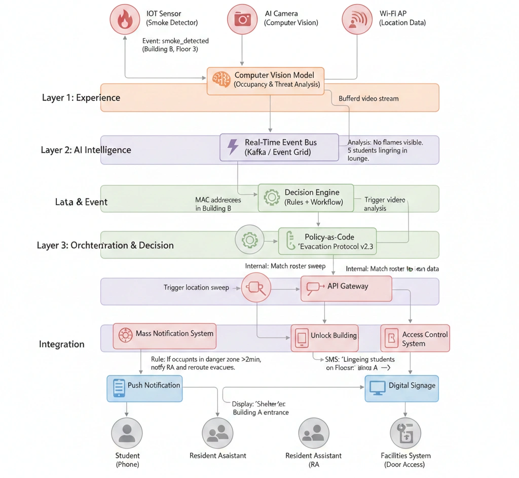 how AI campus operations architecture stack works