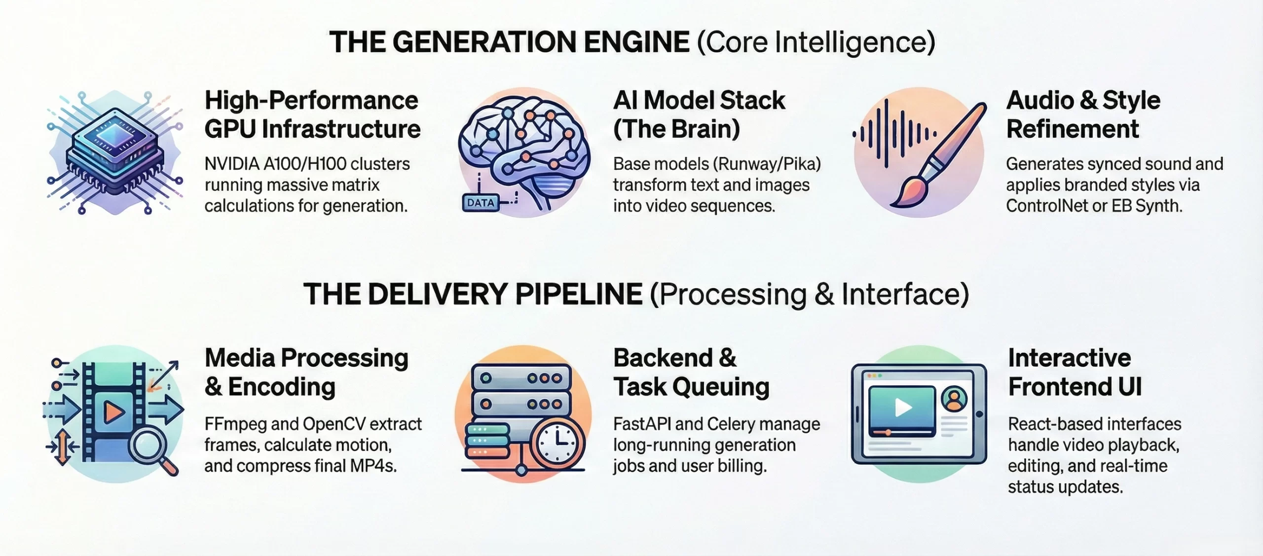 AI video generator platform tech stack