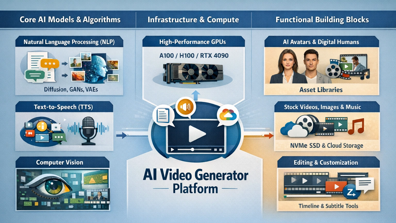 how AI video generator platform works