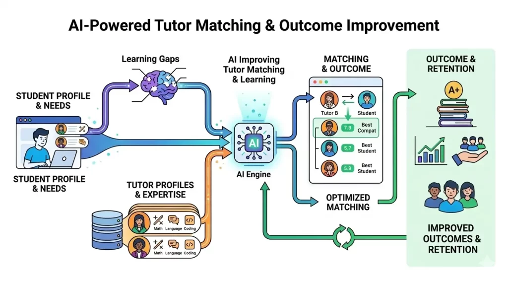 How AI Improves Tutor Matching and Learning Outcomes?