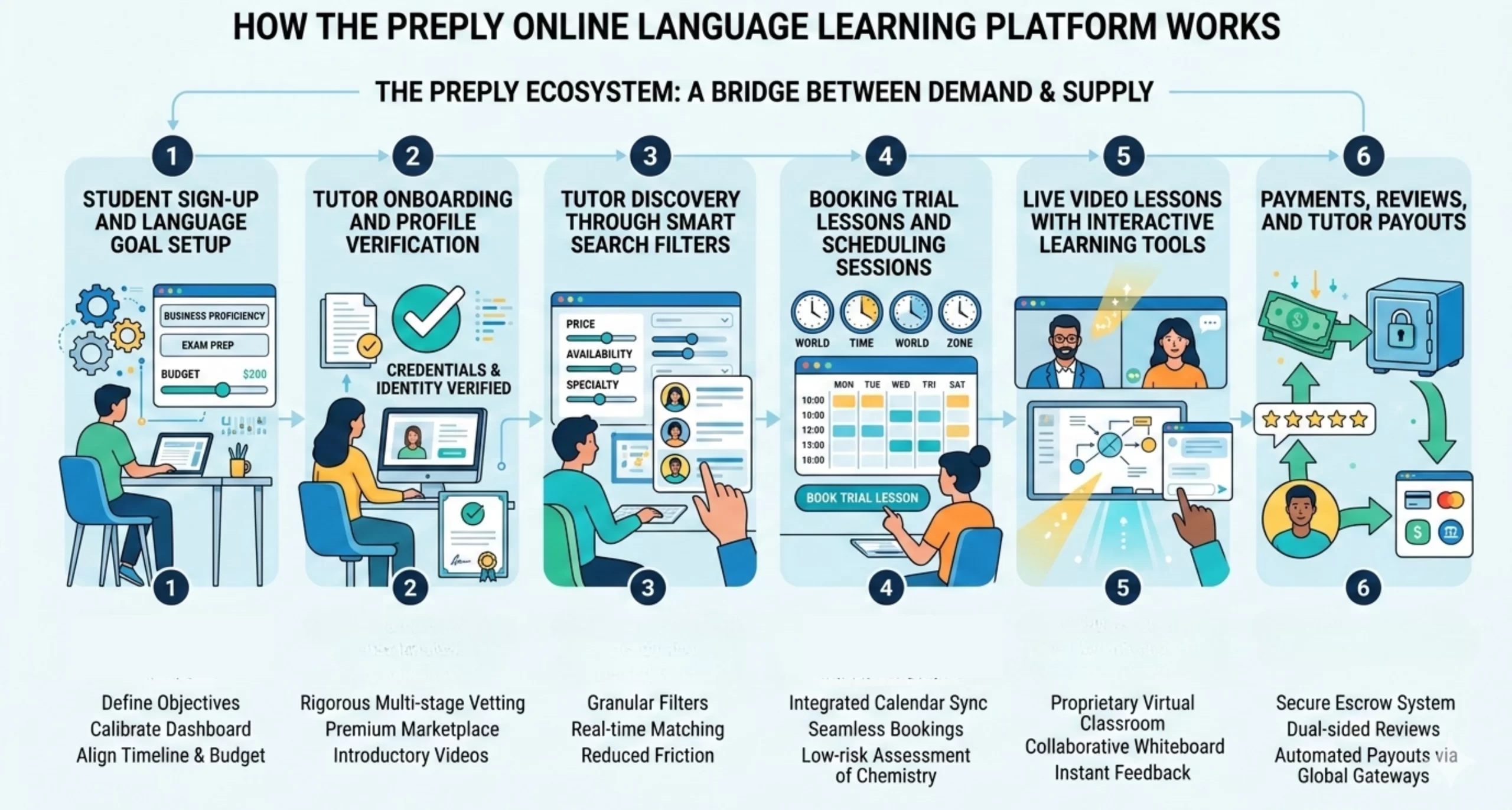 how Preply language learning platform works