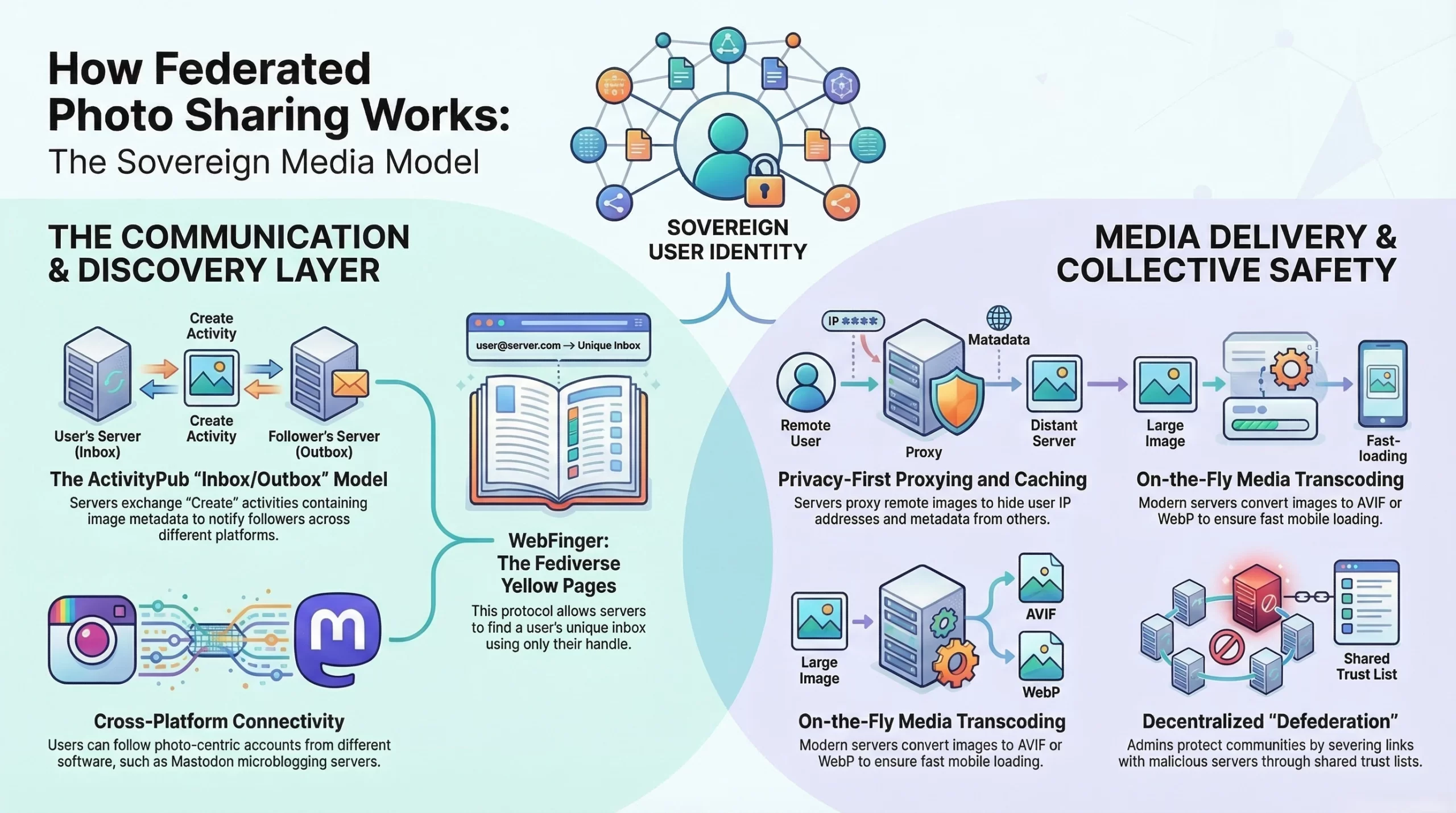 how federation works in decentralized photo sharing app