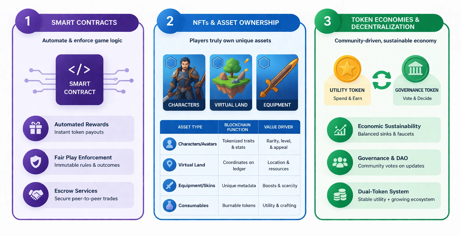 how blockchain powers P2E game