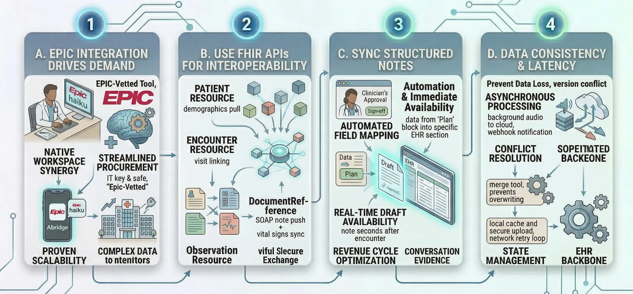EHR integration in AI medical scribe app like Abridge AI app