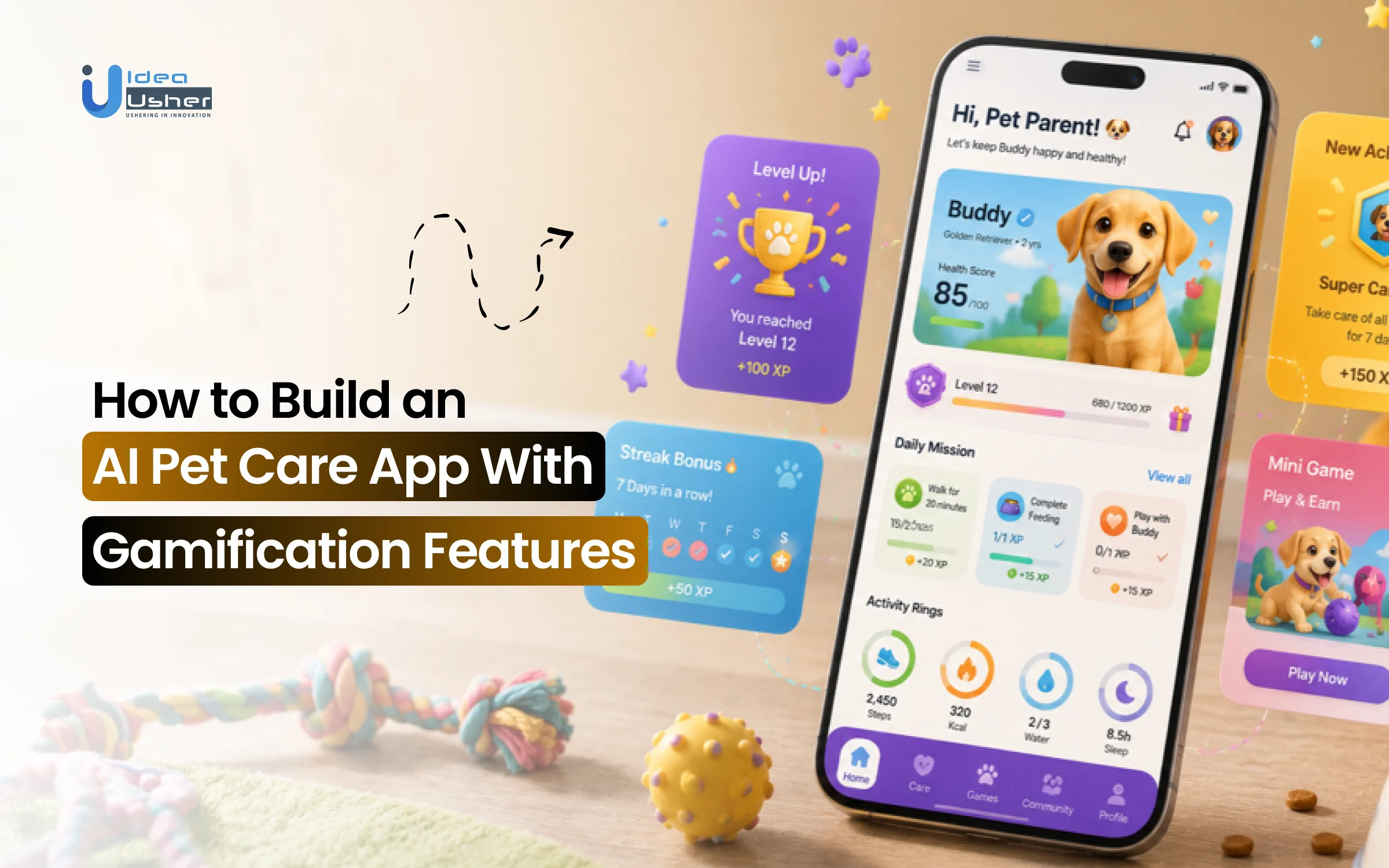 AI pet care app development with gamification features