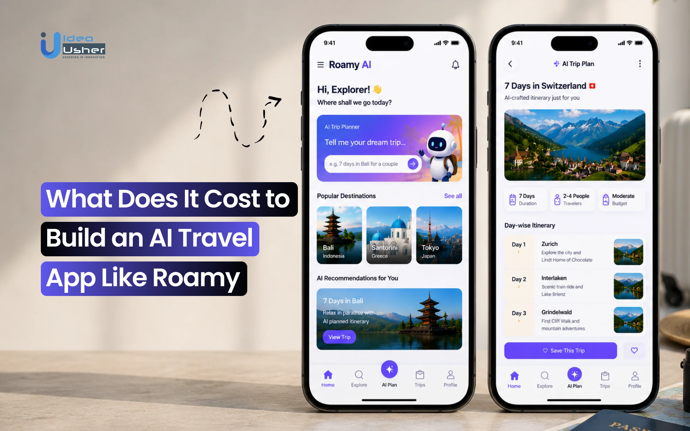 Roamy like AI travel app development cost