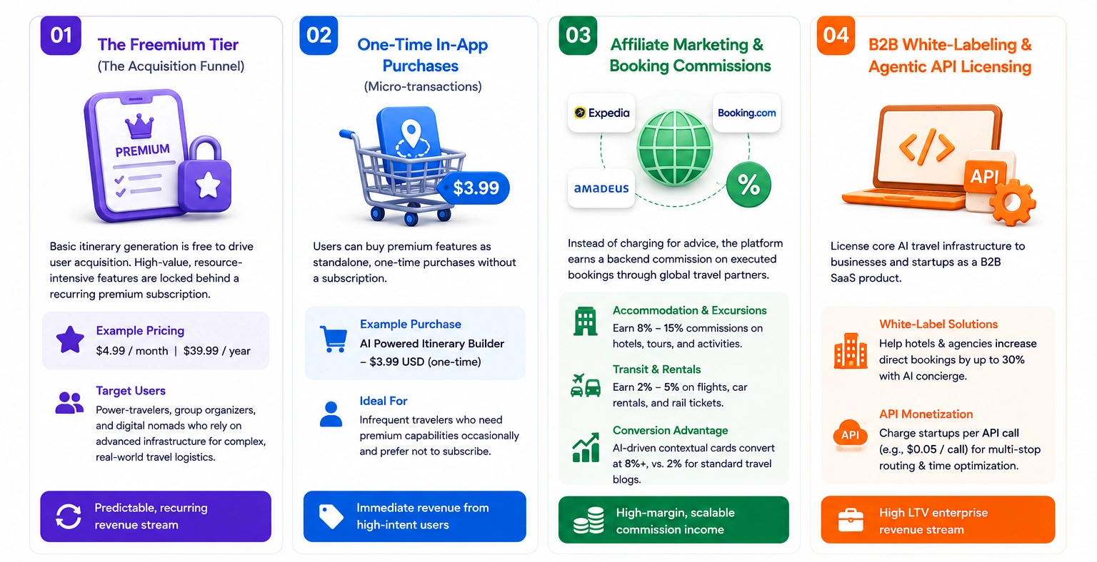 revenue models of AI vacation planner app