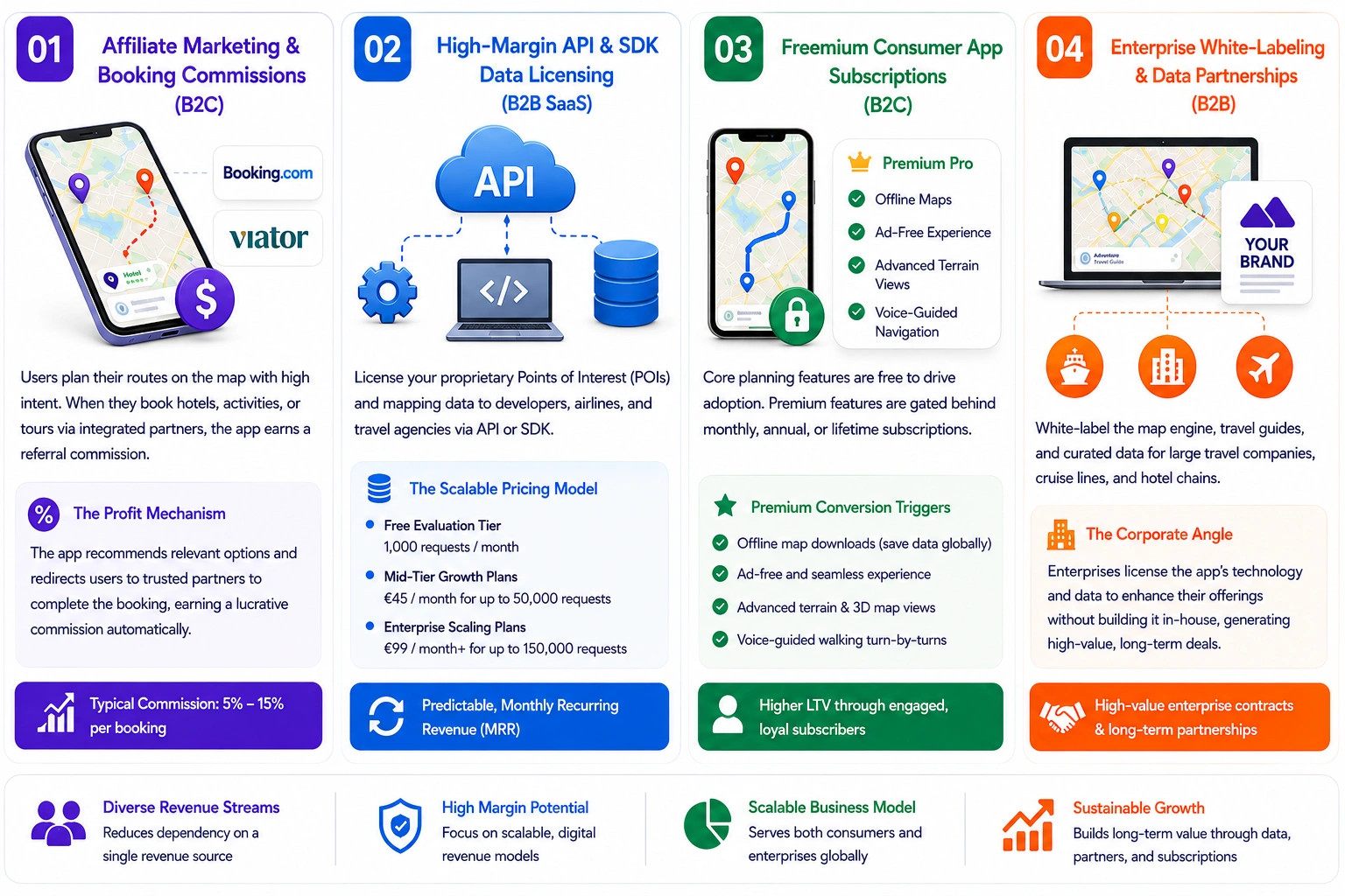 revenue models of map-based travel planner app