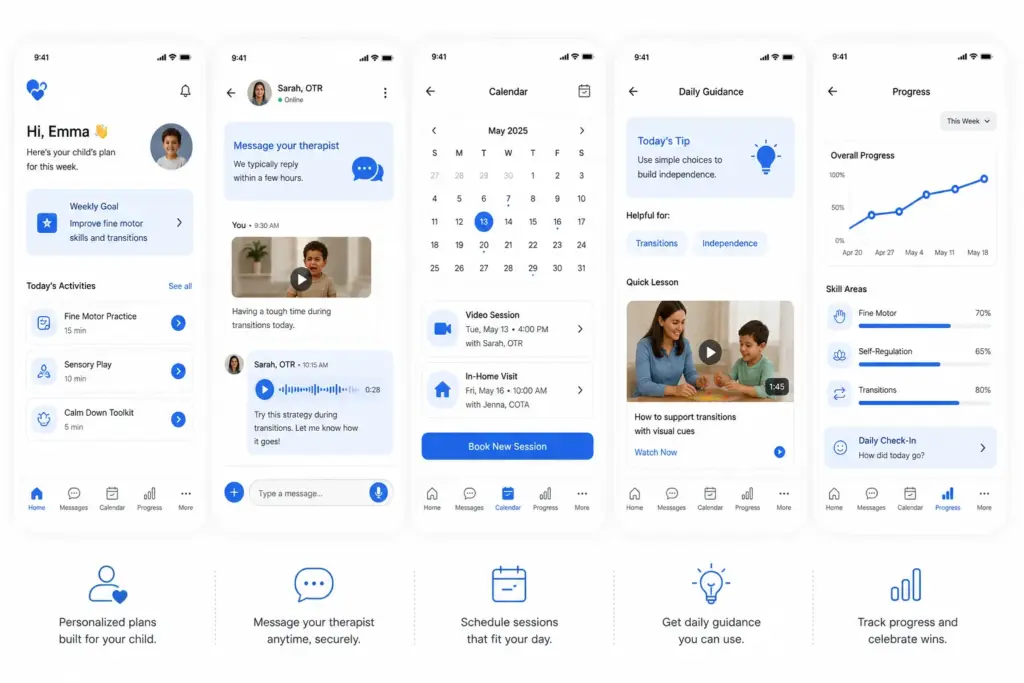 Core Features of Pediatric Therapy Apps Like Kinspire