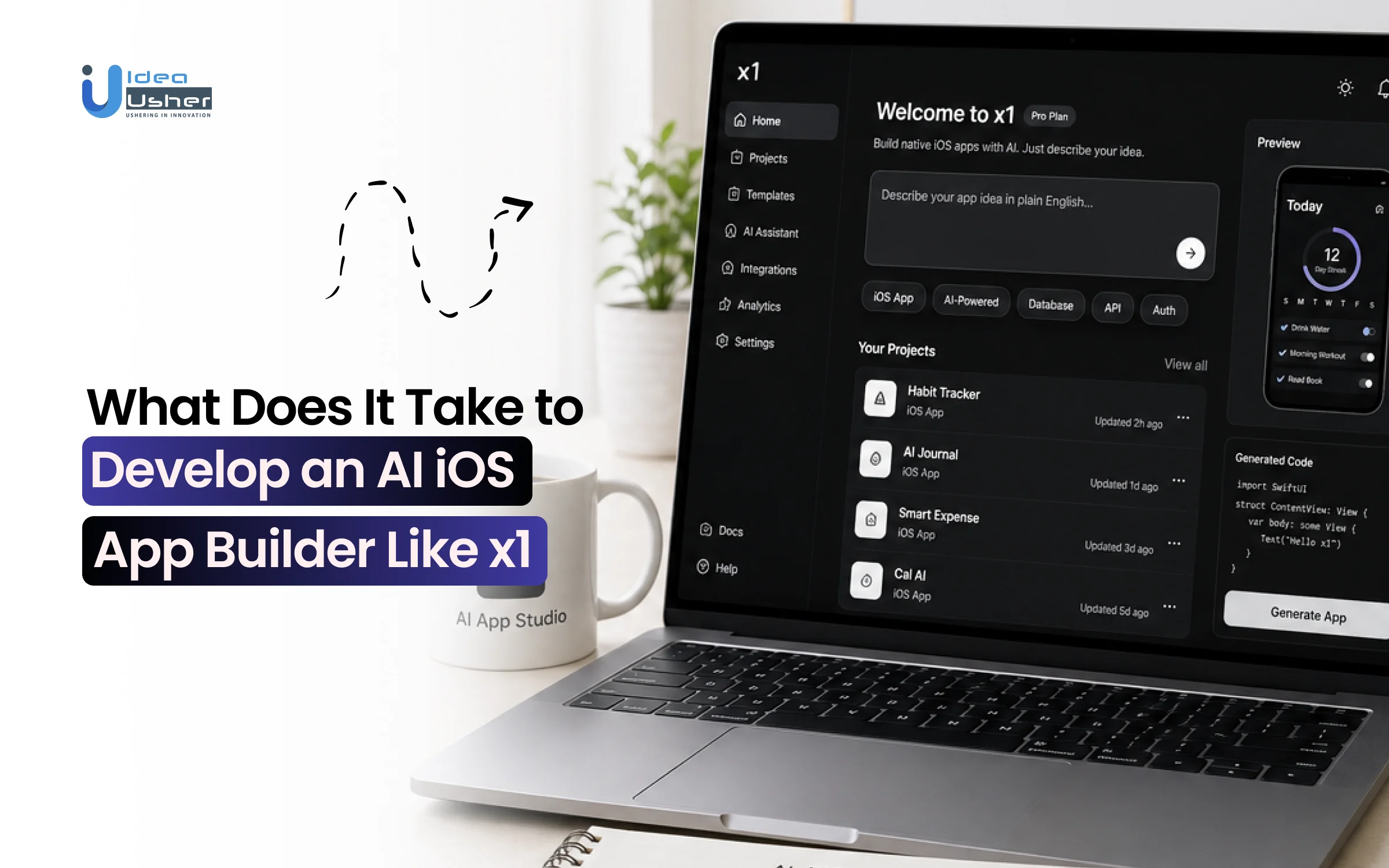 develop AI iOS app builder like x1