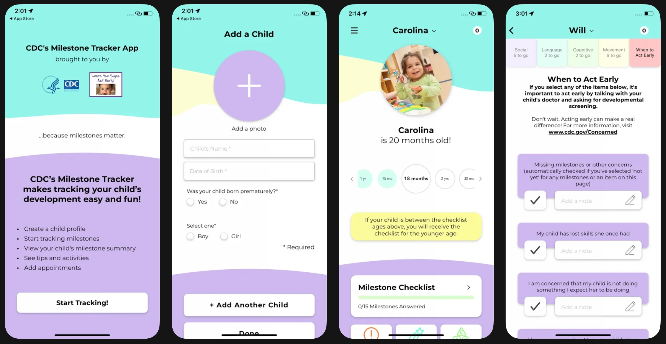 CDS milestone tracker child development app