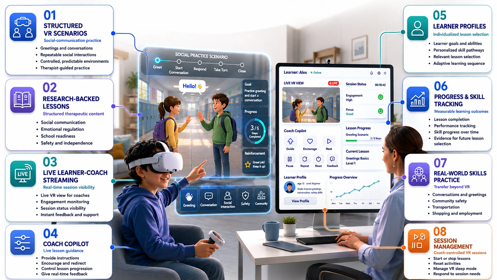 core features of FloreoRx like VR autism therapy app