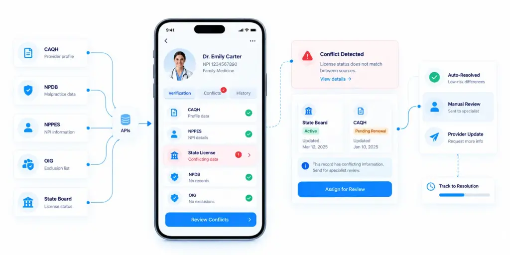 What Happens When Credentialing APIs Return Conflicting Data?