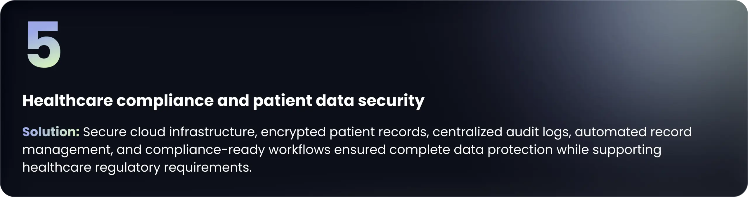 Challenge 5: Healthcare compliance and patient data security - Solution