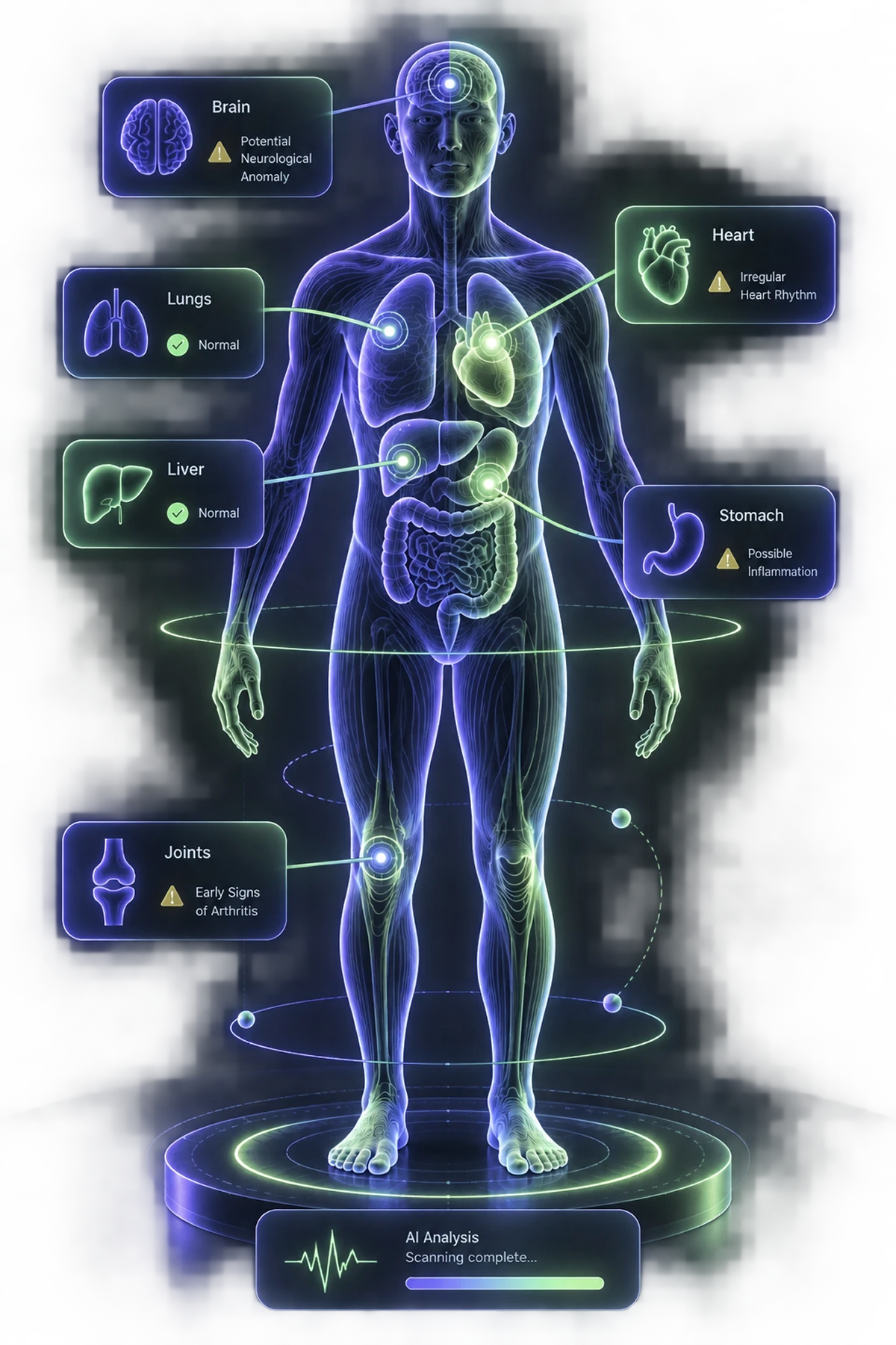 AI full-body anatomical organ scanning and diagnosis