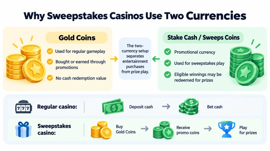 Why Sweepstakes Casinos Use Two Currencies 
