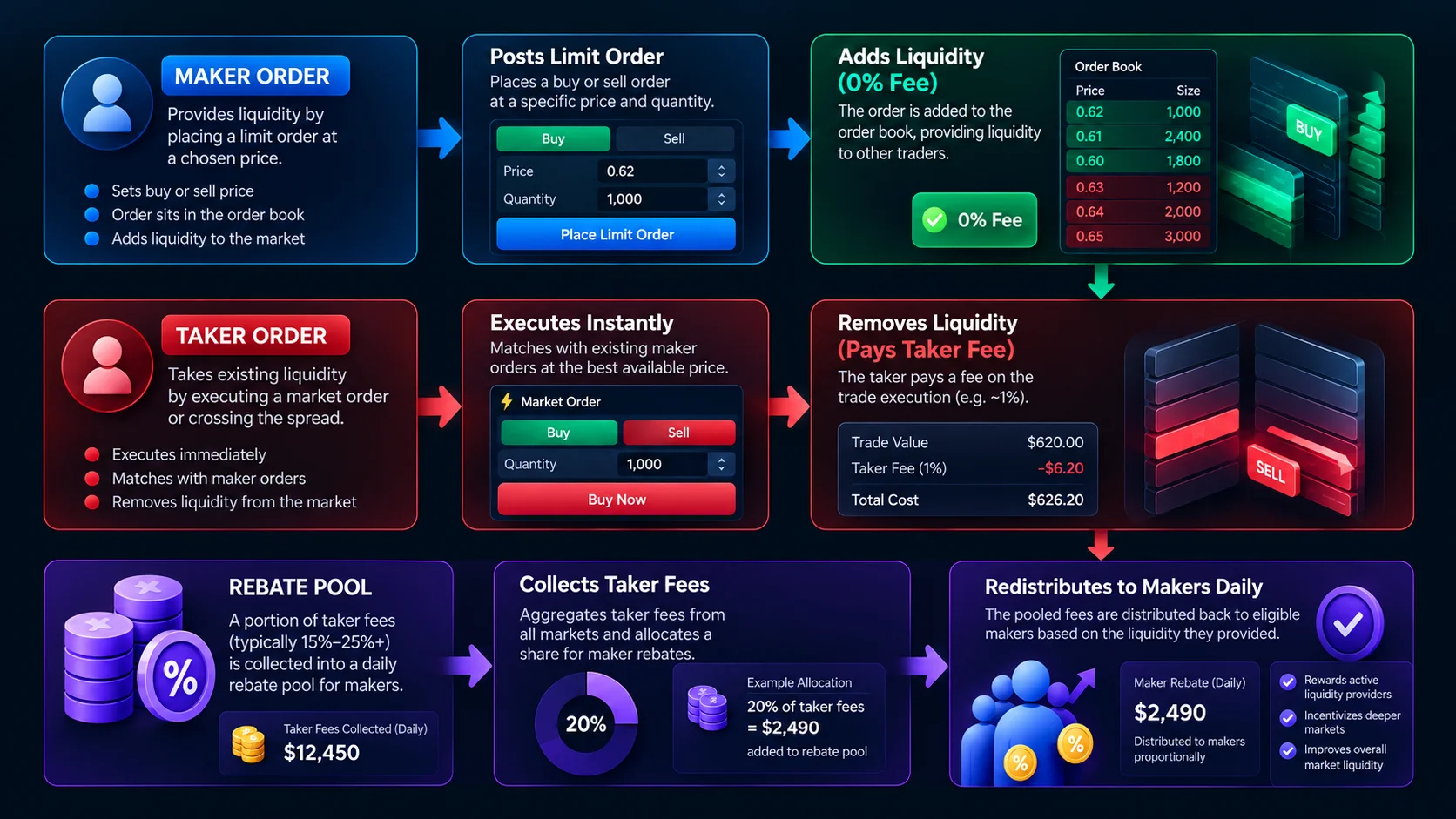 what are polymarket maker taker fees